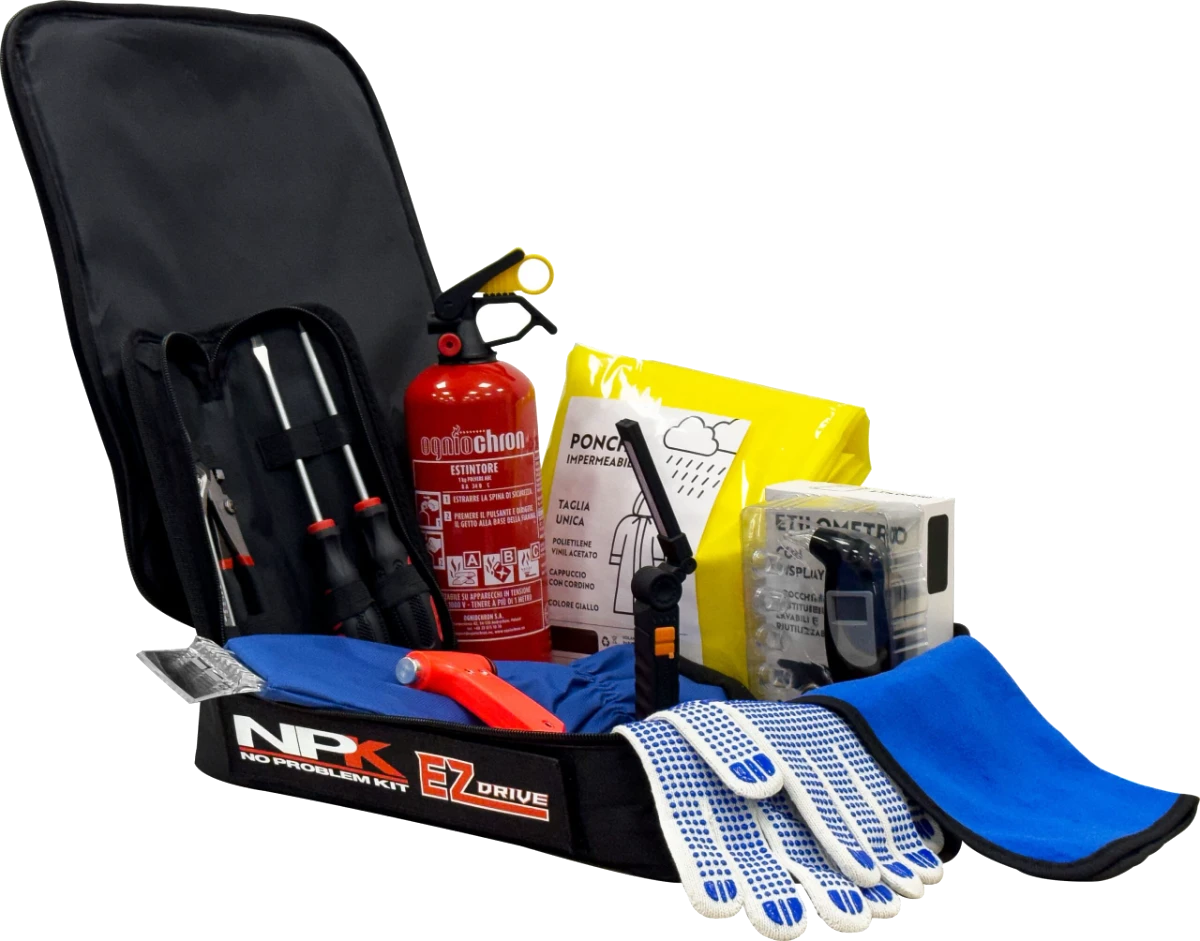 Kit di emergenza NPK EZ Drive aperto con tutti i componenti